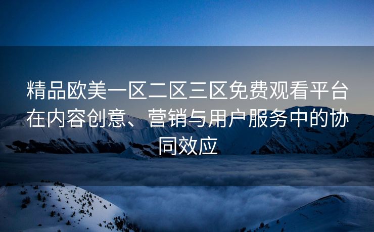 精品欧美一区二区三区免费观看平台在内容创意、营销与用户服务中的协同效应