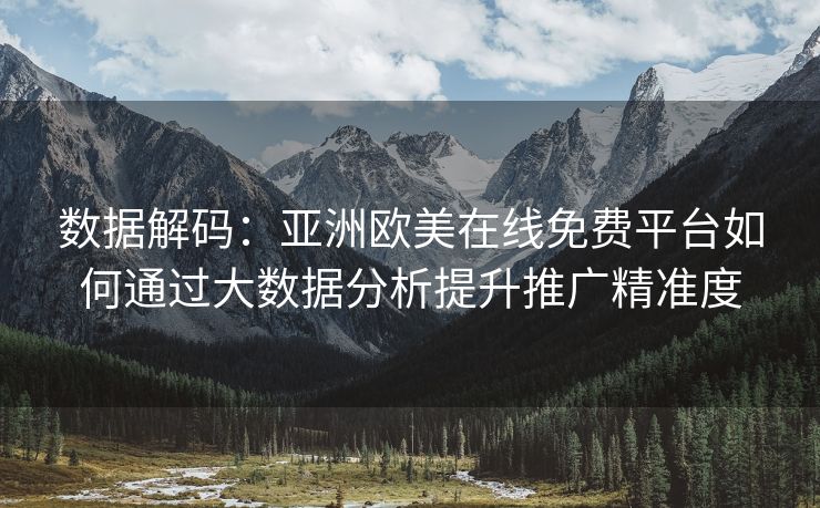 数据解码：亚洲欧美在线免费平台如何通过大数据分析提升推广精准度