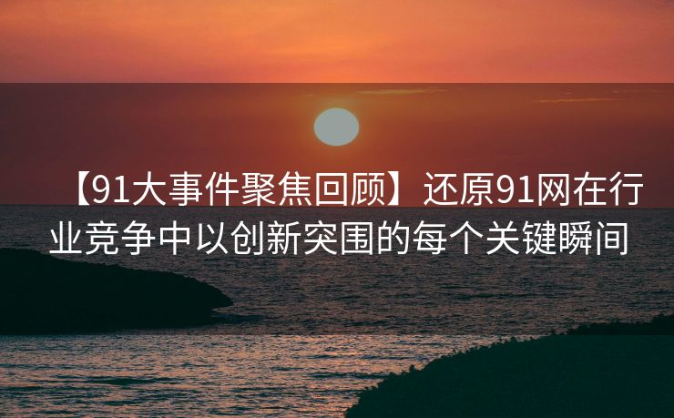【91大事件聚焦回顾】还原91网在行业竞争中以创新突围的每个关键瞬间
